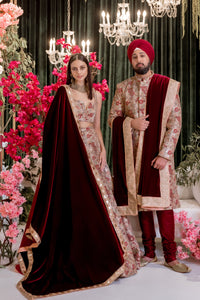 RAJAN Gold and Red Wedding Sherwani