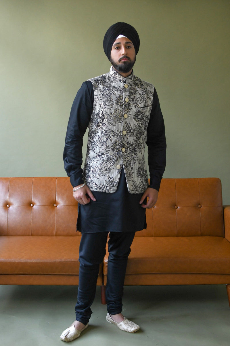 SIDHU Safari Black and Gold Indian Vest