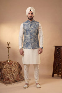 SIDHU Safari Blue and Gold Indian Vest