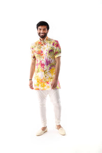 SUNNY Short Sleeve Floral Kurta