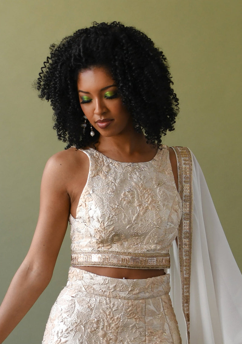 TAMIA Gold Lehenga Top