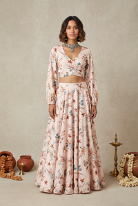 THALIA Blush Whimsical Floral Lehenga Skirt (Last in Stock)
