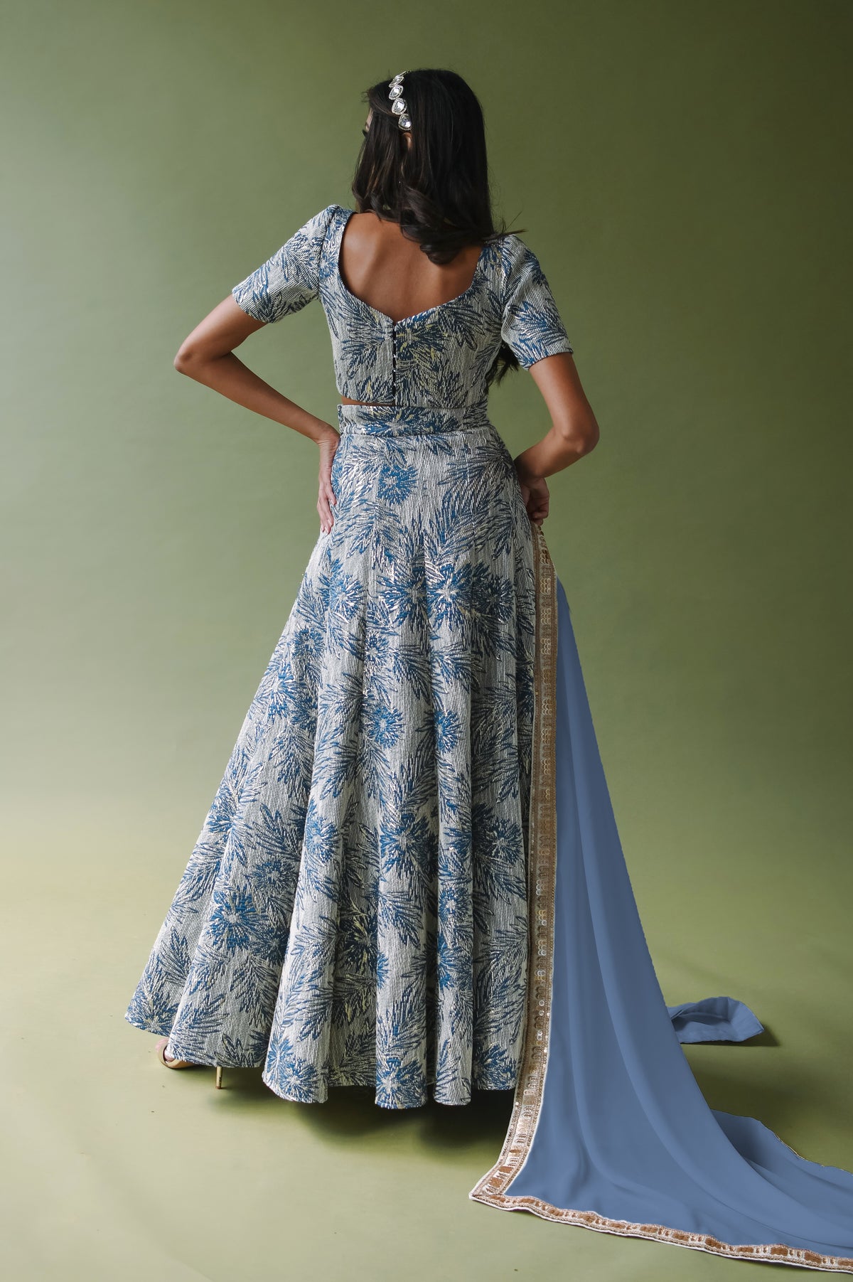 TRISHA Slate Blue Safari Lehenga Skirt