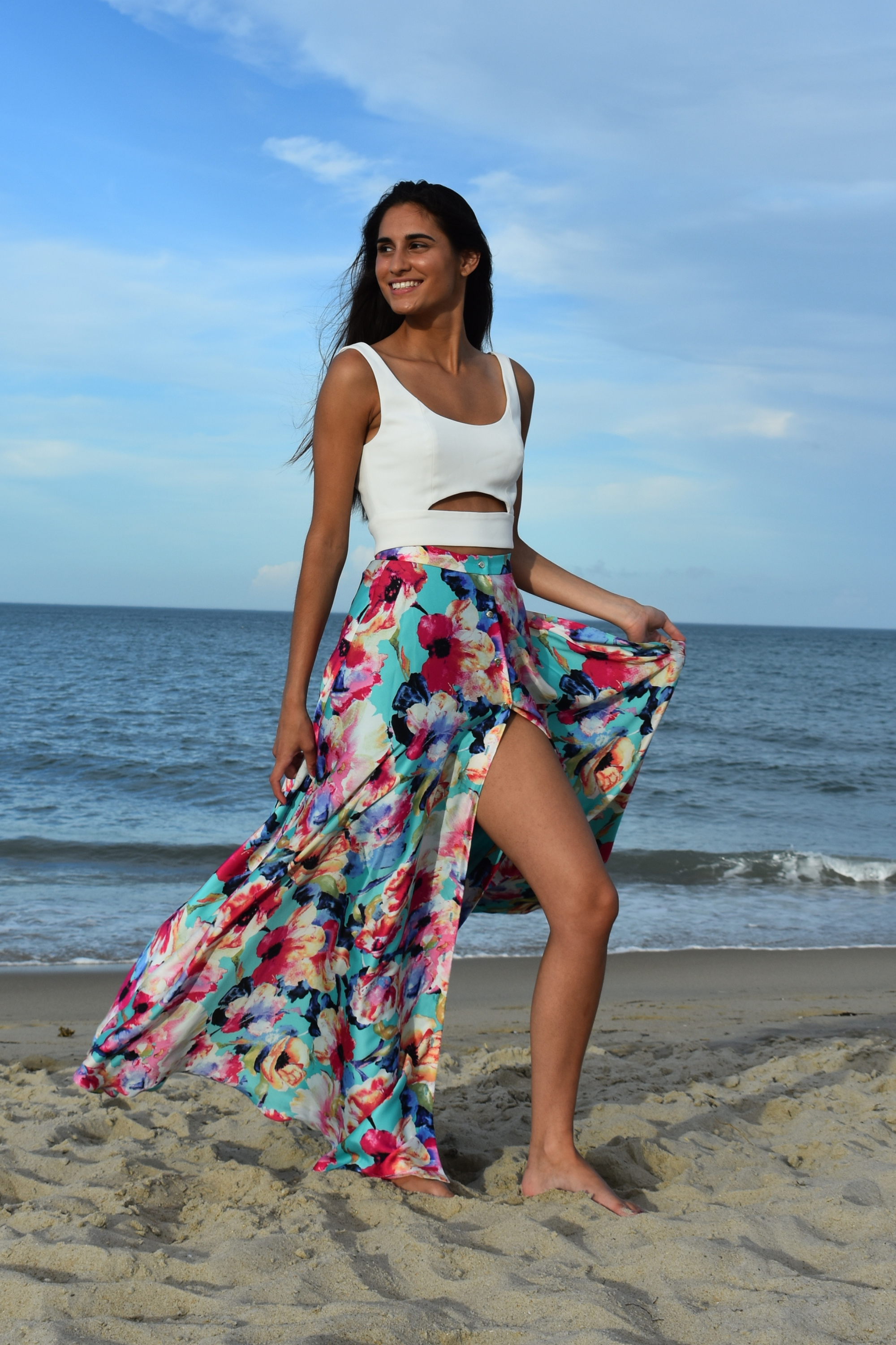 Satin teal clearance maxi skirt