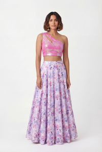 VARI Neon Sequin Lehenga Top