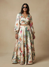 VINU Floral Wrap Lehenga Top