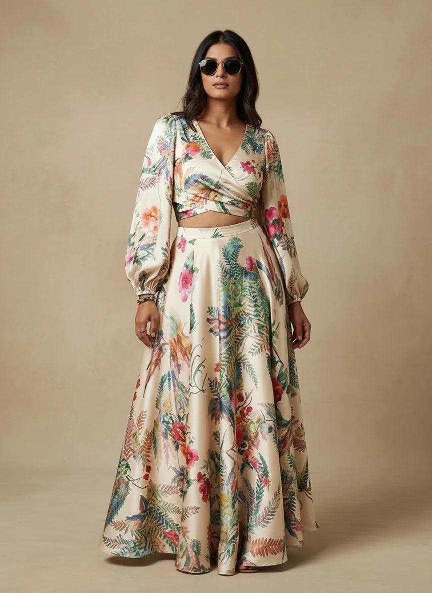 KARISHMA Caribbean Floral Lehenga Skirt