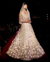 VIVIANNA Metal Floral Sequin Bridal Lehenga Set