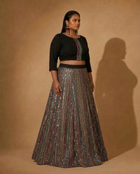 ZENAVA Stretch Embroidered Sequin Lehenga Top