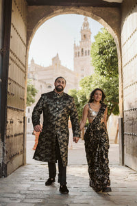 KANI Black and Gold Pre-Stitched Sari
