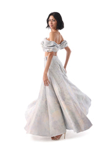 AMAL Light Blue Off-the-Shoulder Lehenga Top