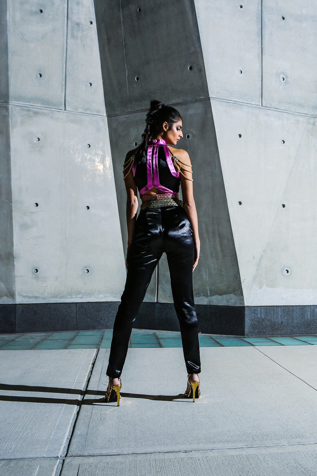 ROOP Black Raw Silk Pants (Sample)