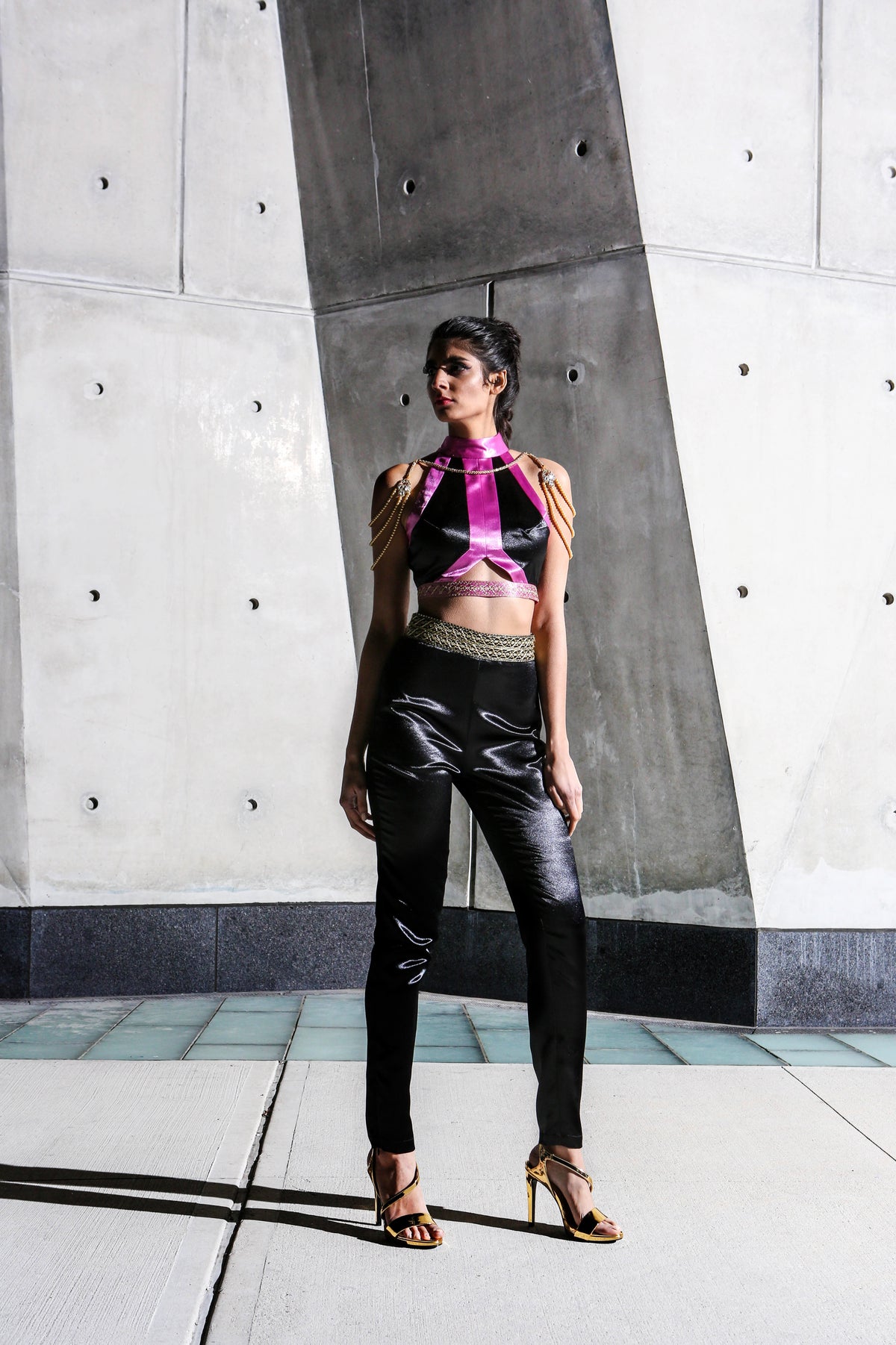 ROOP Black Raw Silk Pants (Sample)