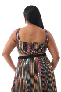 BLANCA Black Multicolor Crop Top