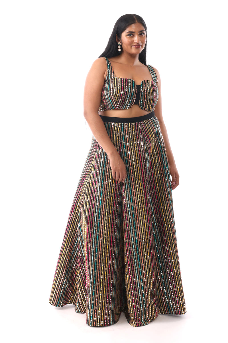 BLANCA Black Multicolor Crop Top
