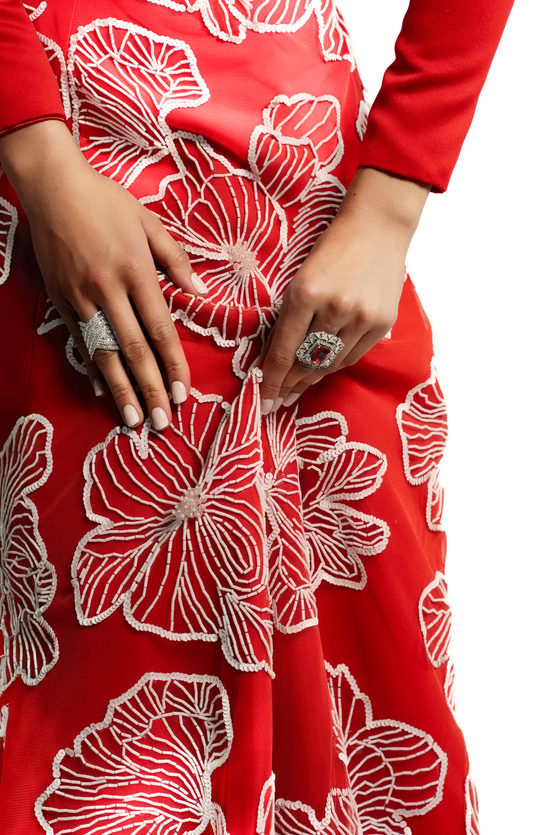 CAPRI Red and White Lehenga Set