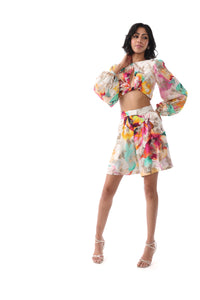 SENJA Knee-Length Watercolor Floral Shorts