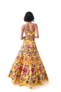 DEEPTI Yellow Floral Lehenga Skirt