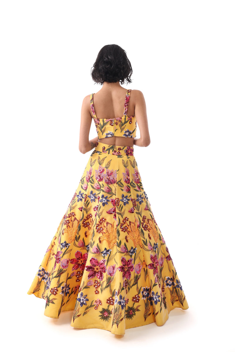 DEEPTI Yellow Floral Lehenga Skirt