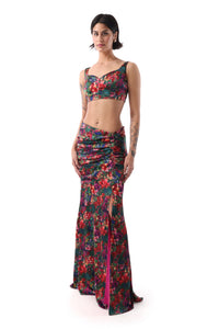 MELIA Recycled Satin Floral Lehenga Skirt