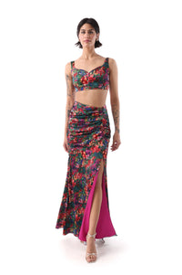 MELIA Recycled Satin Floral Lehenga Skirt