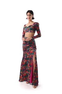 MELIA Recycled Satin Floral Lehenga Skirt