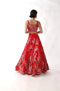 ISHITA Pink and Red Bridal Lehenga Set