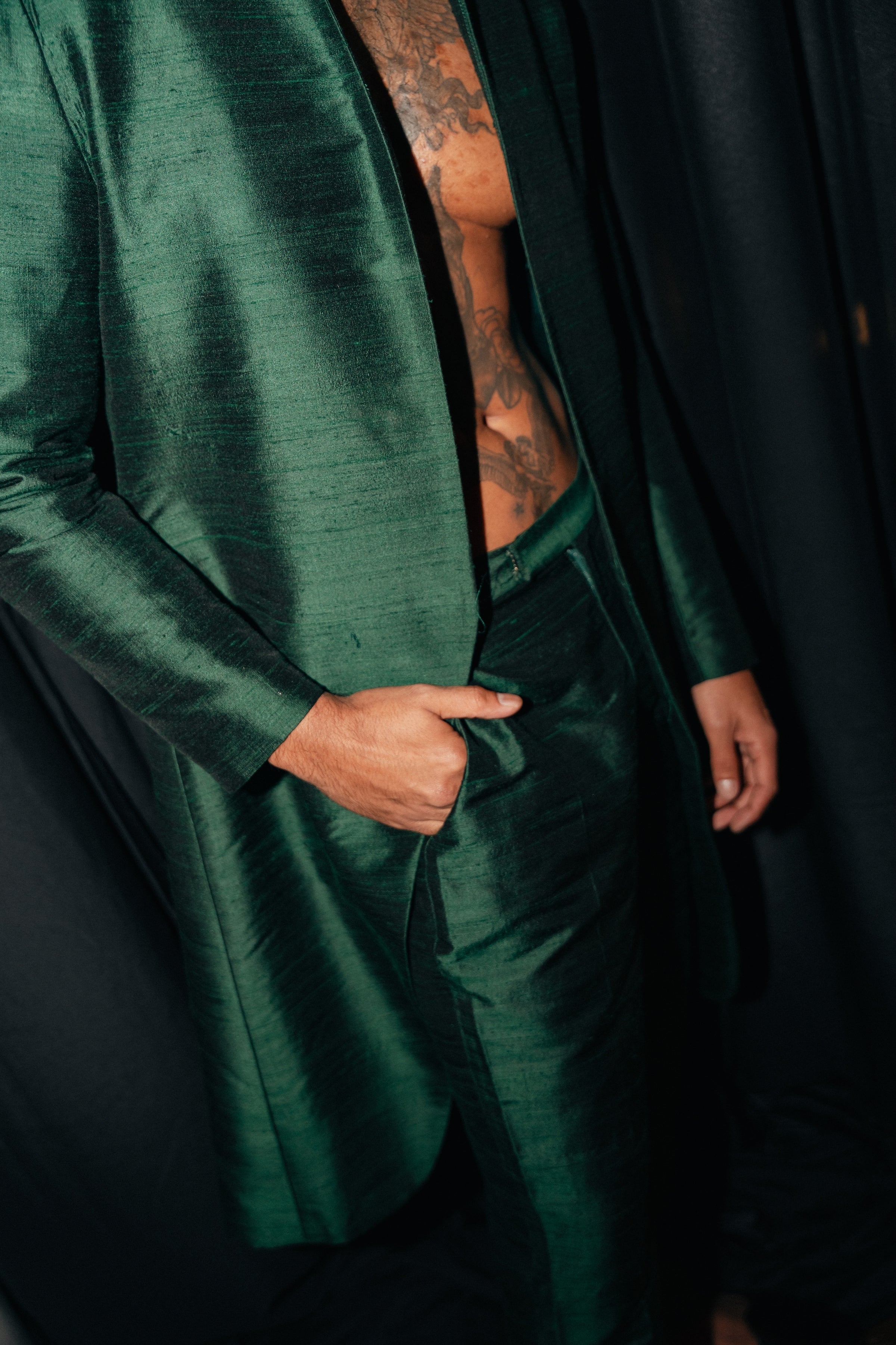 JABAR Green Silk Sherwani