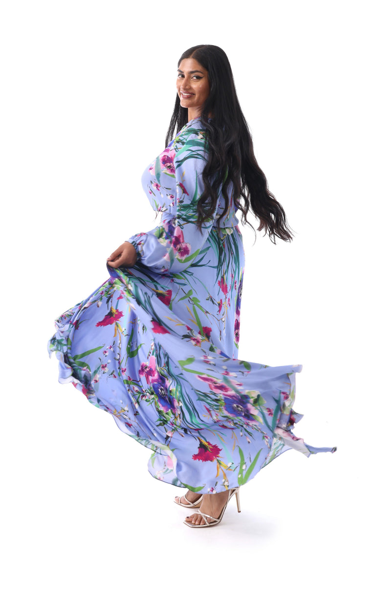 VISCALA Floral Bishop Sleeve Button Top