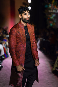 VIVEK Pink and Orange Metallic Ombre Sherwani Jacket
