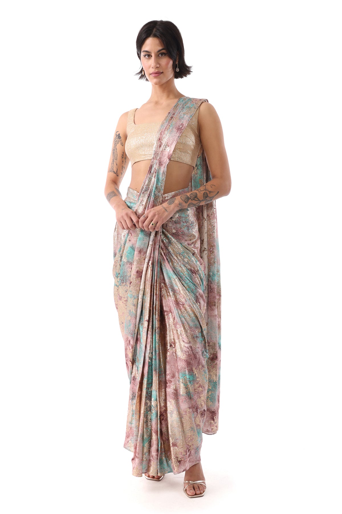 VANI Metallic Pre-Pleated Sari