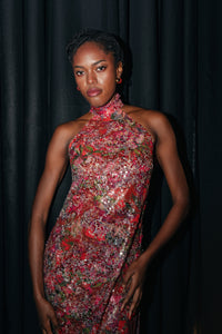 NAKITA Halter Sequin Maxi Dress