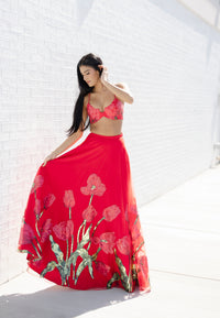 NIA Red Floral Lehenga Set