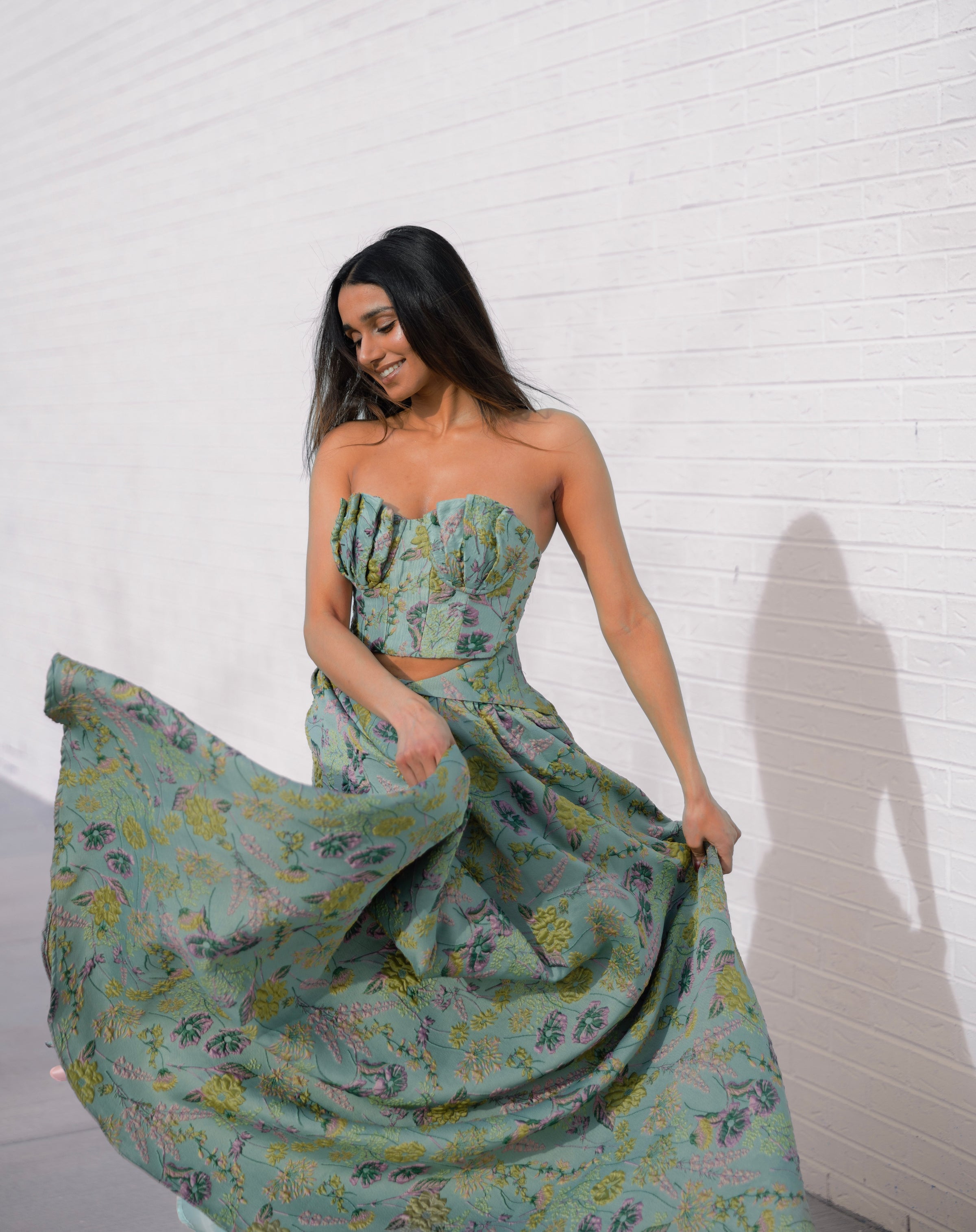 LEIGHTON Mint Floral Skirt