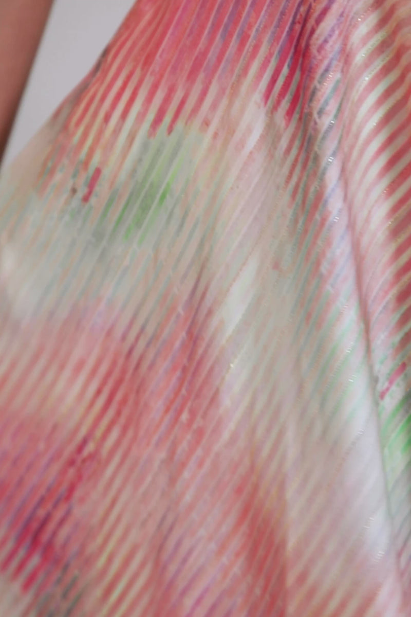 AMELIA White and Pink Striped Tie-Dye Lehenga Skirt