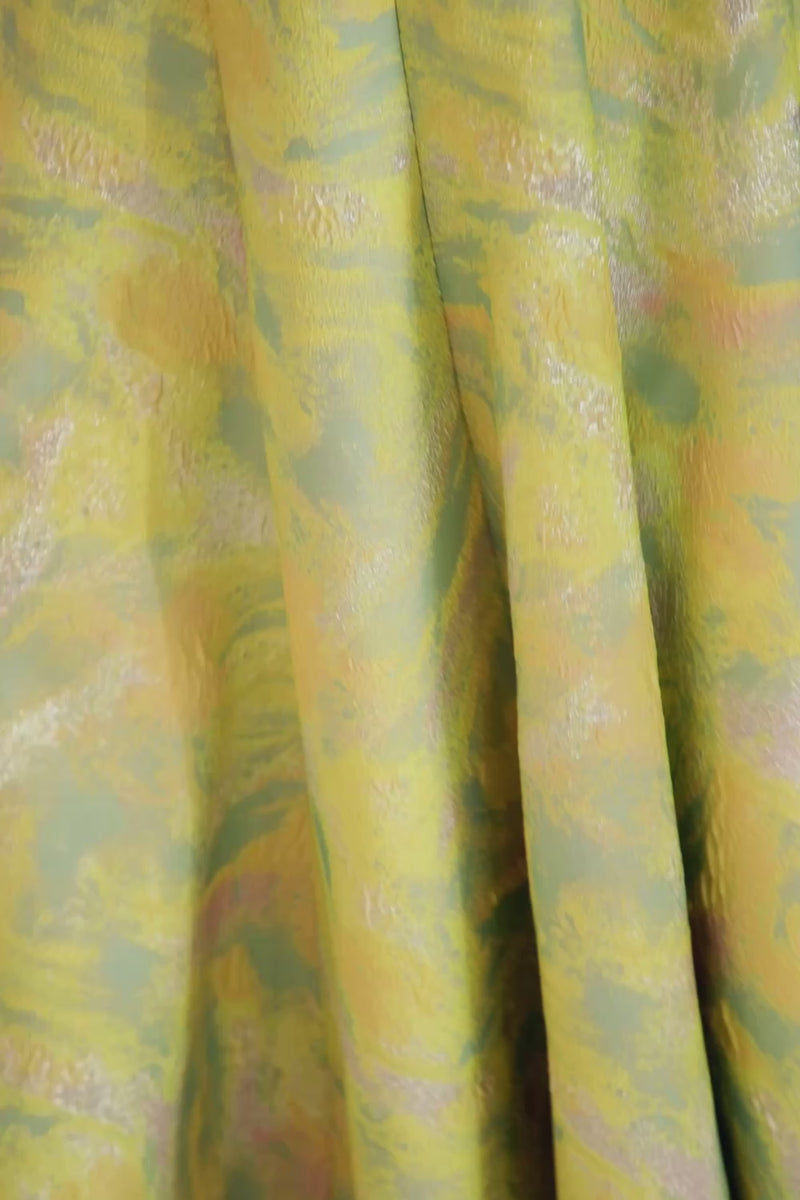 FAIZA Pale Yellow and Mint Metallic Lehenga Skirt