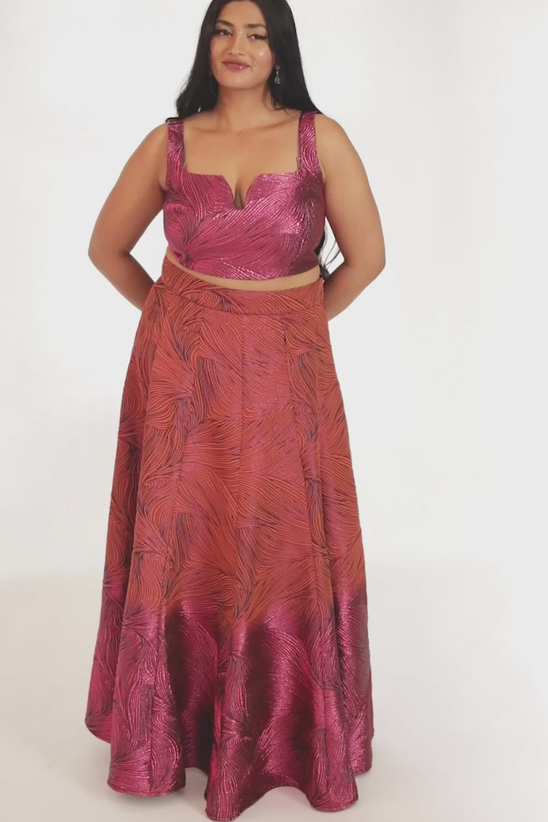 SALEEMA Pink and Orange Lehenga Skirt