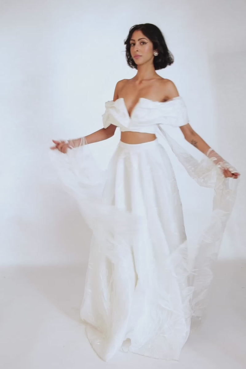 LIANA Rafia White Bridal Lehenga Dress