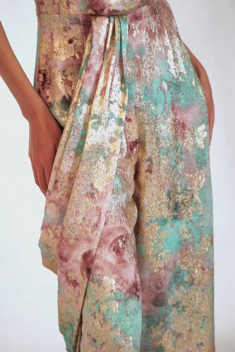 YASMIN Metallic Sari Jumpsuit