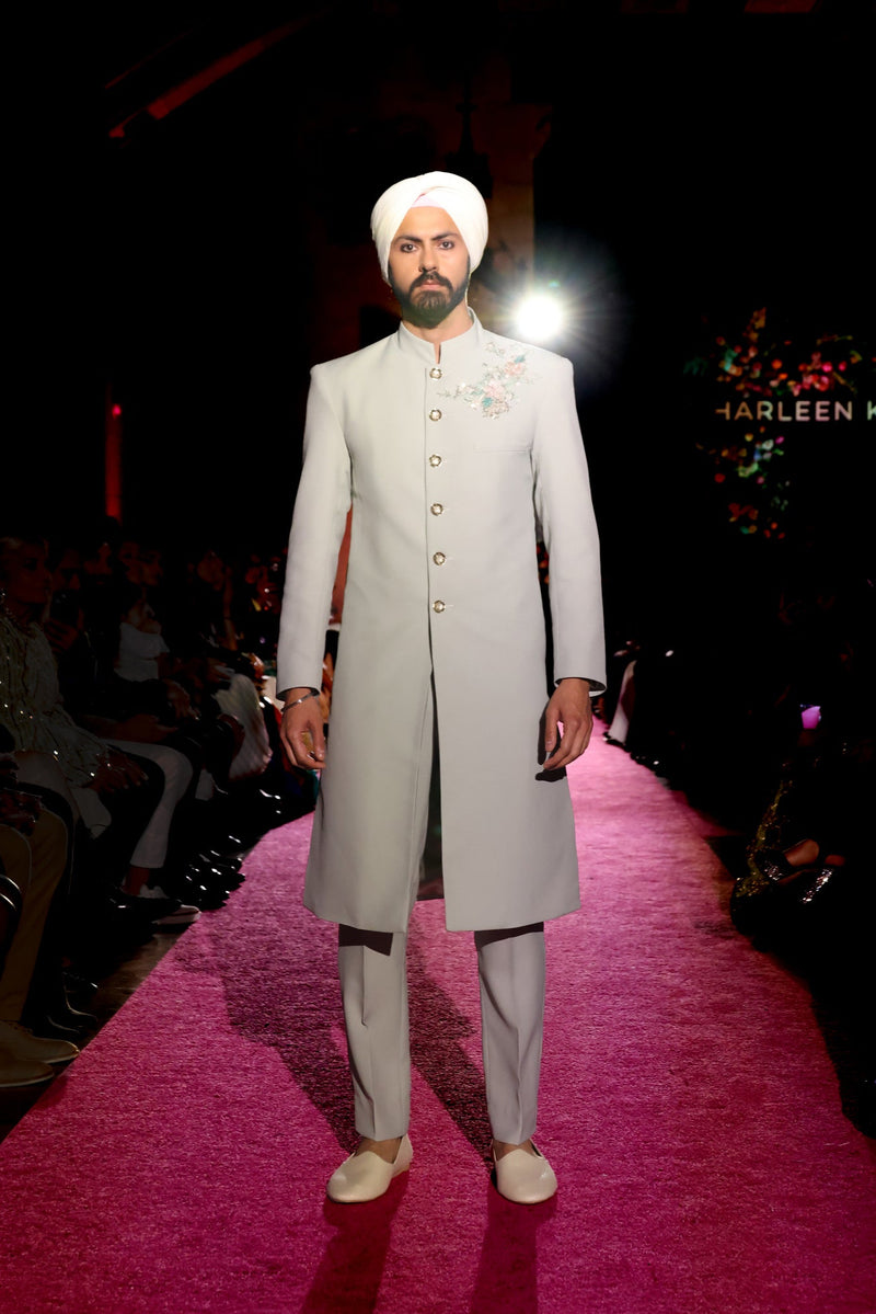 RIYAN Embroidered Sage Green Sherwani Jacket