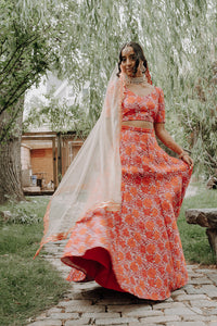 SALONI Red Floral Lehenga Skirt