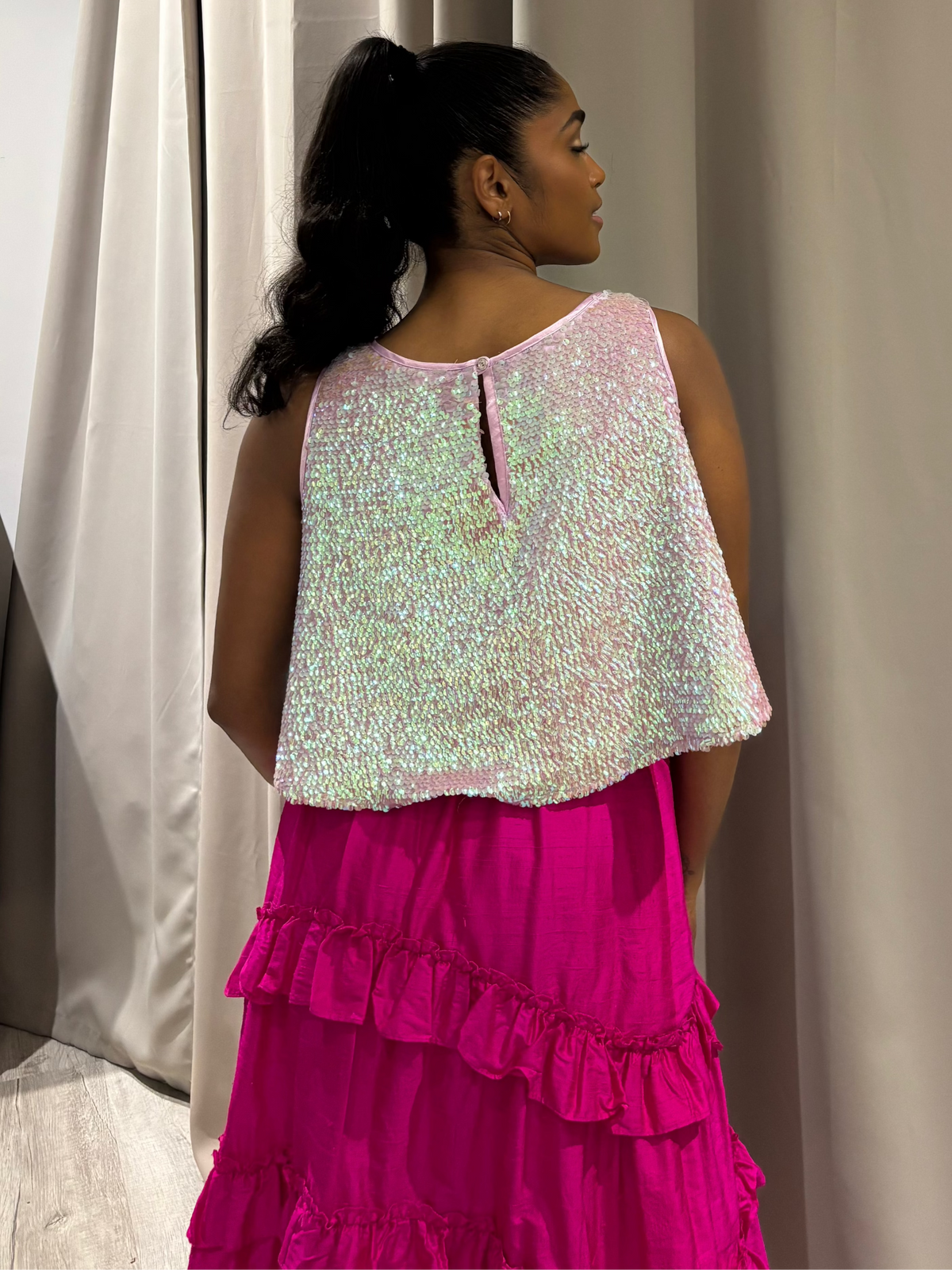 GIANNA Lavender Iridescent Sequin Top