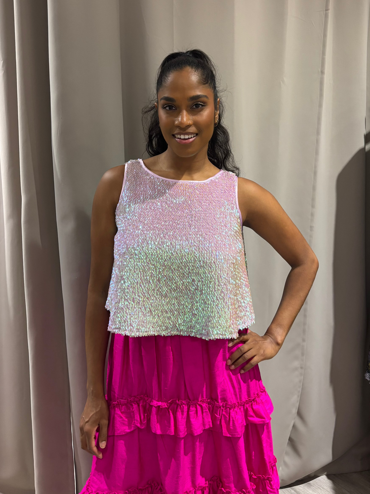 GIANNA Lavender Iridescent Sequin Top