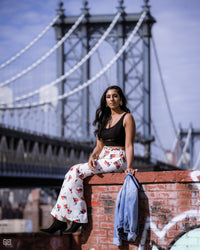 Sample 388 White Floral Wide Leg Pants