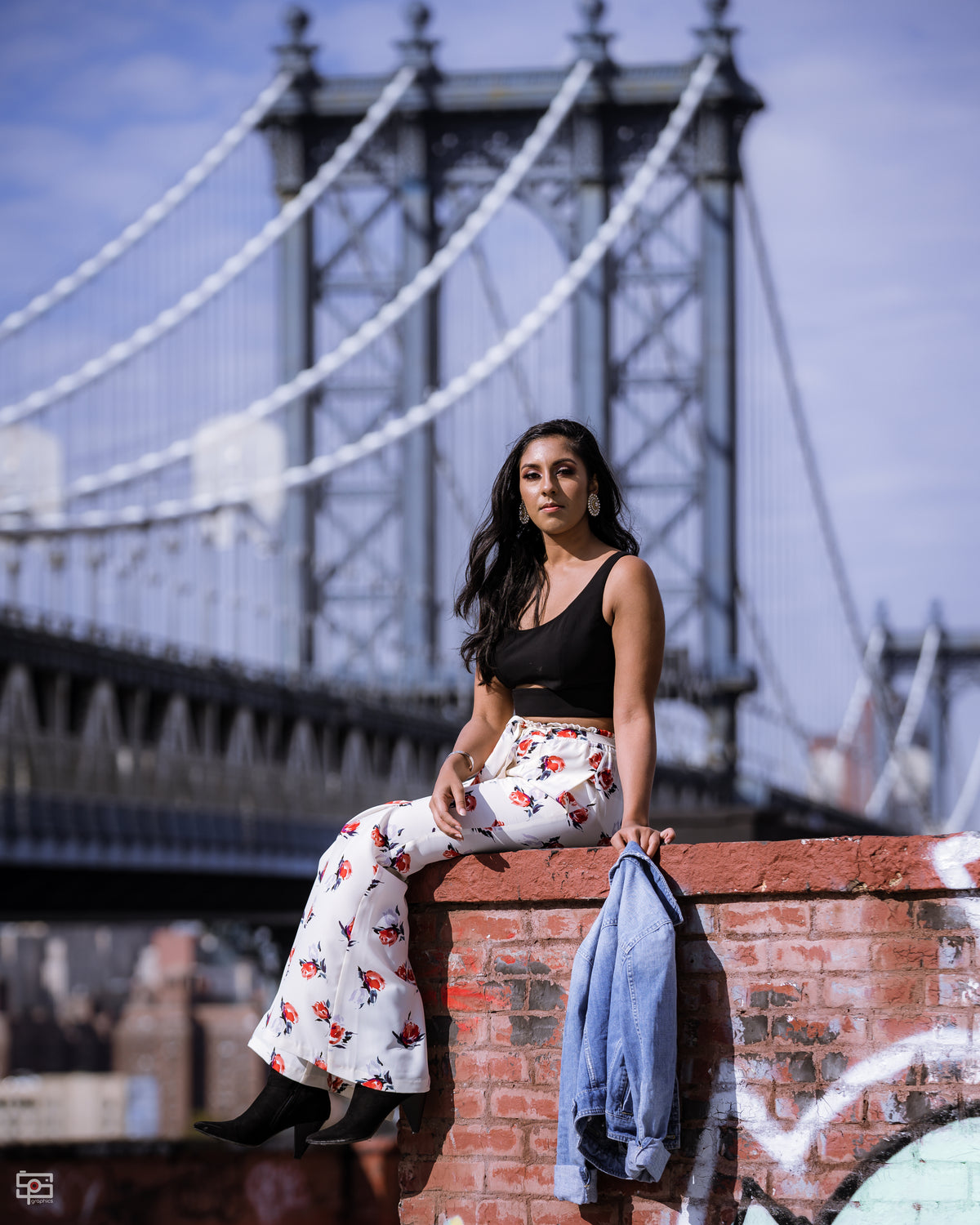 Sample 388 White Floral Wide Leg Pants