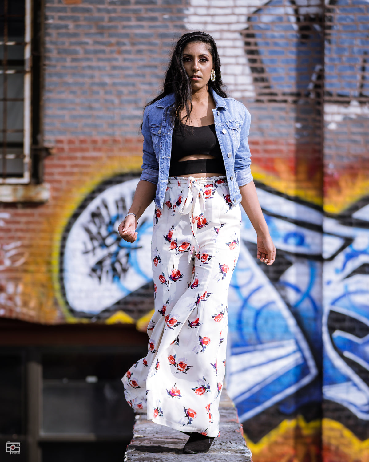 Sample 388 White Floral Wide Leg Pants
