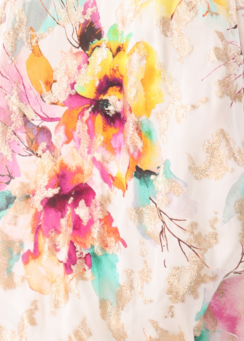 SANA Watercolor Metallic Floral Slit Lehenga Skirt