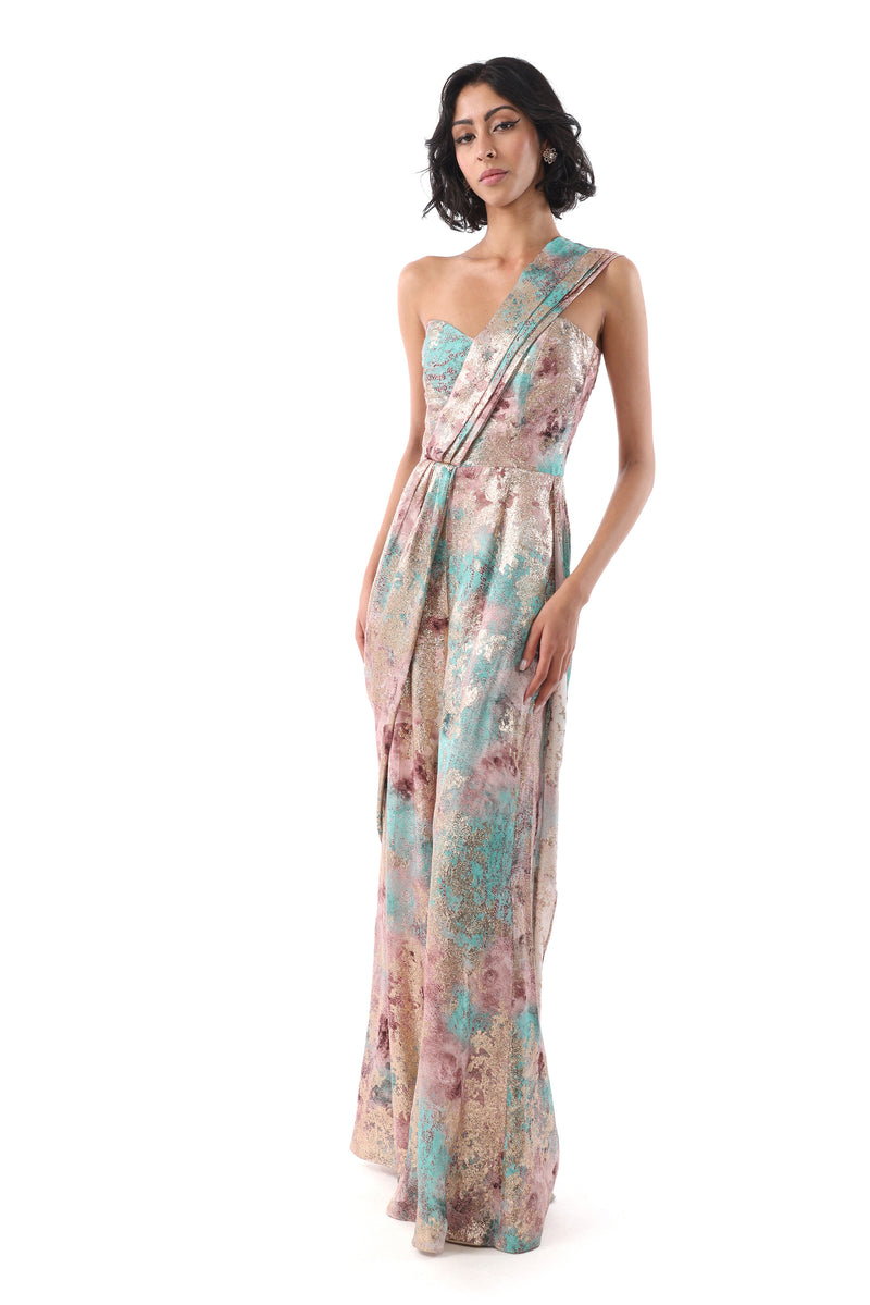 YASMIN Metallic Sari Jumpsuit