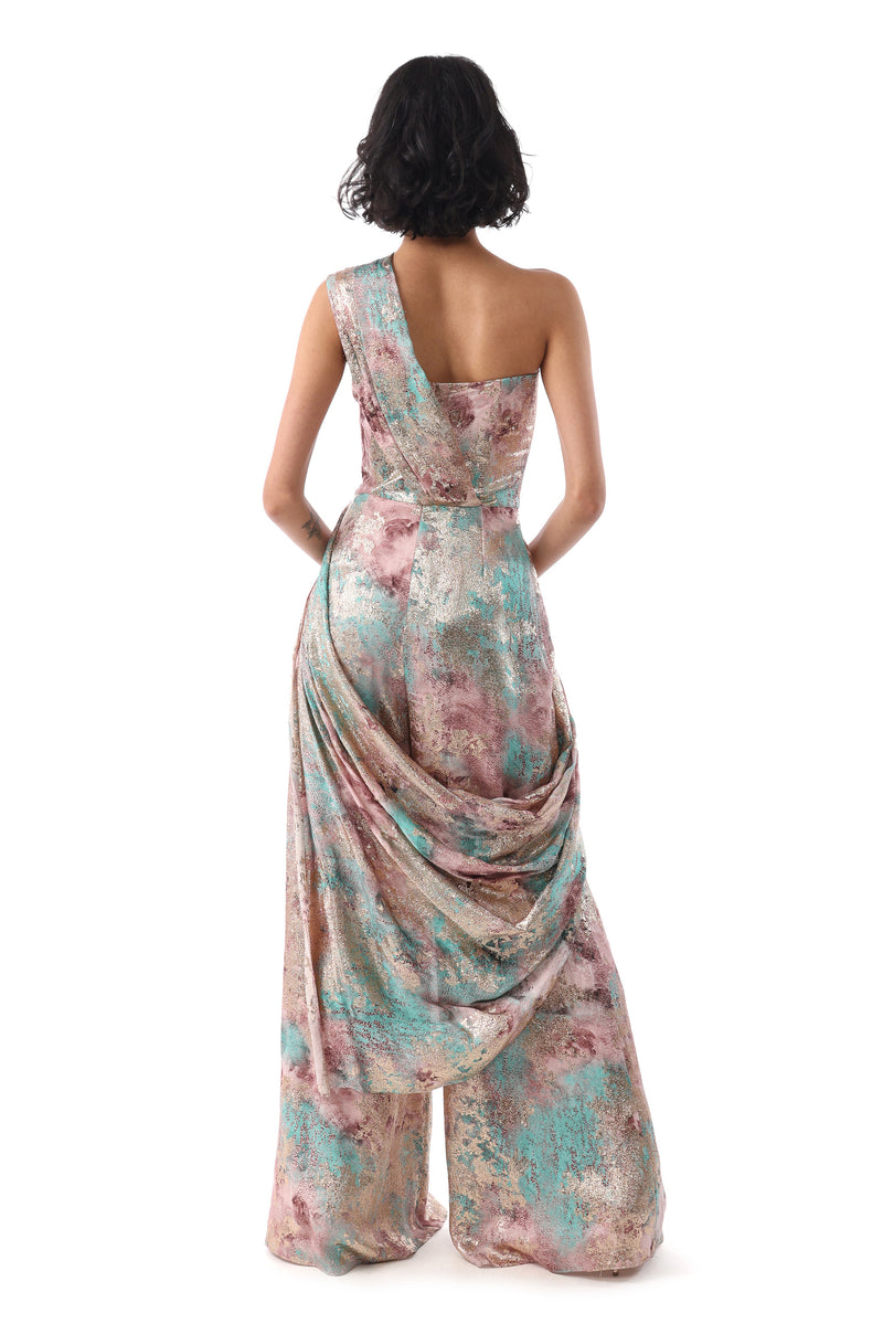 YASMIN Metallic Sari Jumpsuit
