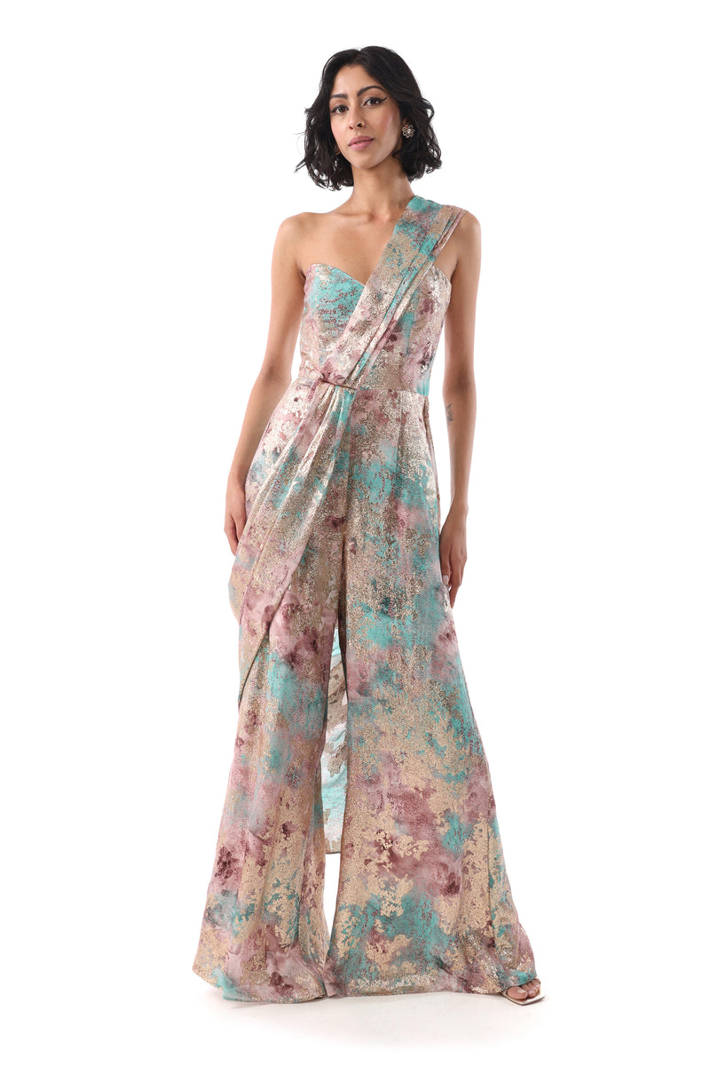 YASMIN Metallic Sari Jumpsuit